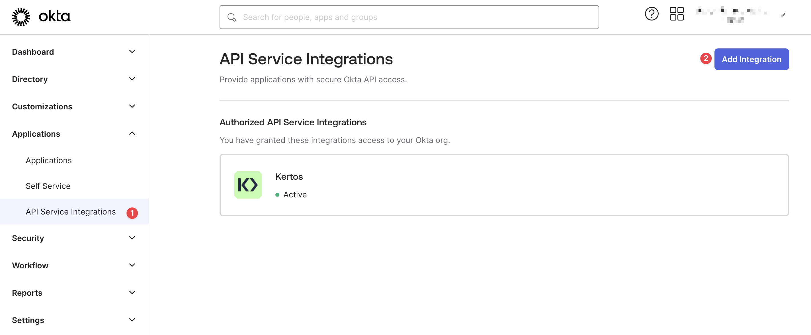Add Okta API Service Integrations